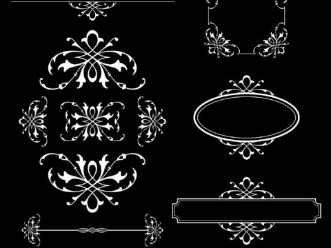 Calligraphic Elements For Design On Black Background Free Vector