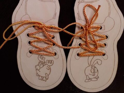 Laser Cut Wooden Toy Shoe Lace Teaching Aid For Kids Free Vector