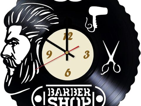 Laser Cut Barbershop Design Vinyl Wall Clock Free Vector