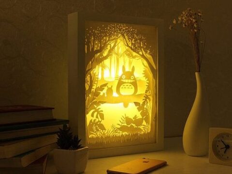Laser Cut My Neighbor Totoro 3D Lightbox Lamp Free Vector