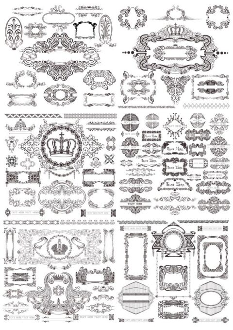 Vintage Ornaments Decor Set Free Vector