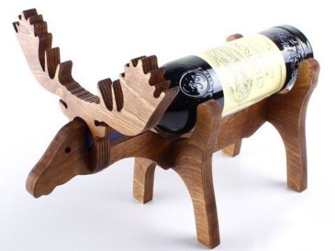Laser Cut Moose Wine Bottle Holder 10mm Free Vector