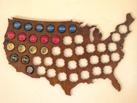 Laser Cut USA Beer Cap Map DXF File