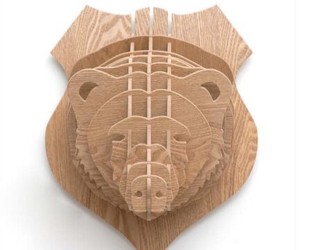 Bear Head 3D Puzzle Animal Head Wall Trophy Free Vector