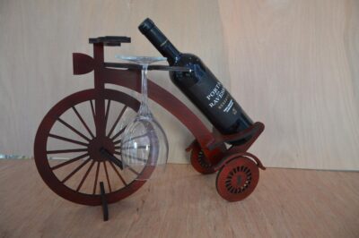 Decor Wooden Bicycle Wine Bottle Holder Rack Laser Cutting Template Free Vector