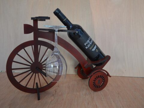 Decor Wooden Bicycle Wine Bottle Holder Rack Laser Cutting Template Free Vector