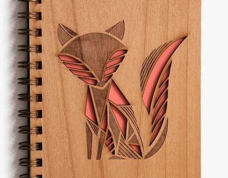 Laser Cut Fox Engraved Notebook Cover Free Vector