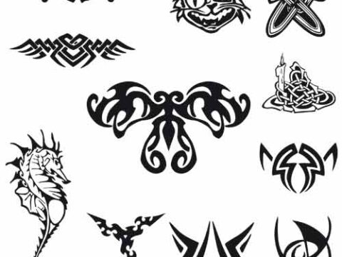 Set Of Tribal Tattoos Free Vector