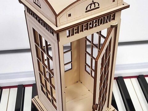 Laser Cut Wooden British Telephone Booth Free Vector
