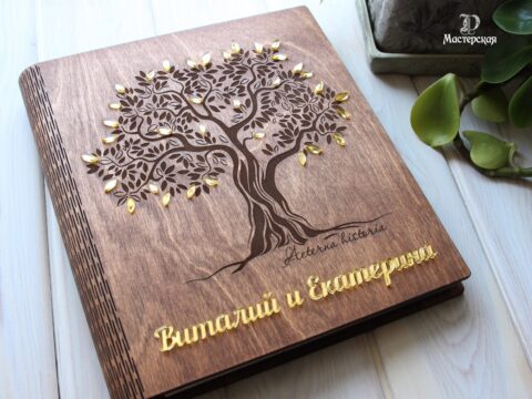 Laser Cut Personalized Wooden Family Photo Album Scrapbook Book Cover Free Vector
