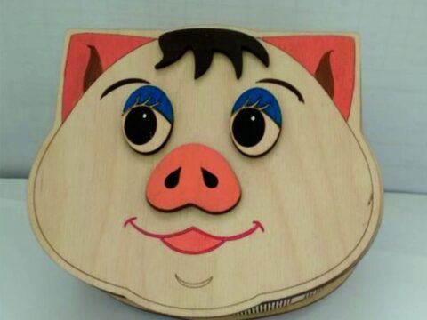Laser Cut Wooden Pig Box Free Vector