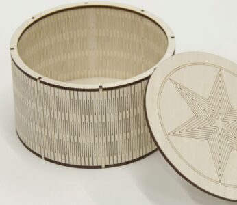 Laser Cut Engrave Round Wooden Box With Lid Flex Box DXF File