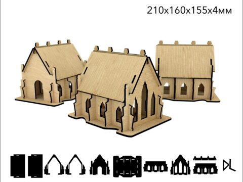 Laser Cut Wooden Cathedral 3D Model 4mm Free Vector