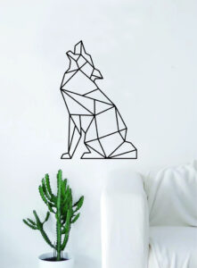 Laser Cut Geometric Wolf Howling Animal Wall Decor Art DXF File