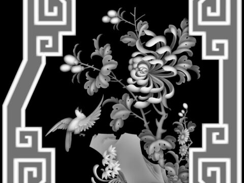 3d Grayscale Image Flowers and Birds BMP File