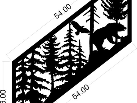 Staircase Panel Bear Eagle Plasma Metal Art Design DXF File