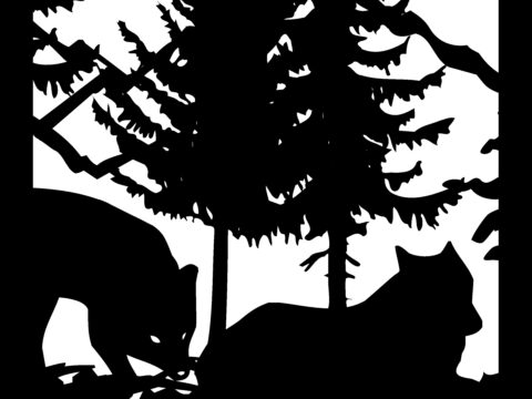 24 X 24 Fox Trees Mountains Plasma Art Design DXF File