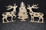 Deer At Christmas Tree Laser Cutting Plans CNC File Free Vector