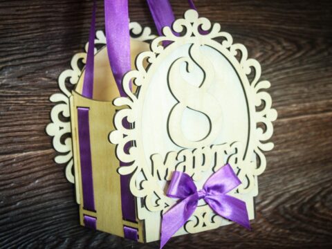 Laser Cut Decoration For Women Day 8 March Gift Box Free Vector