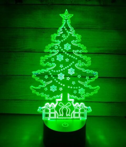 Laser Cut Acrylic Christmas Tree Night Light Free Vector