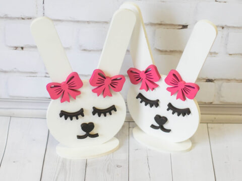 Laser Cut Bunny Rubber Band Stand Hair Band Stand Free Vector