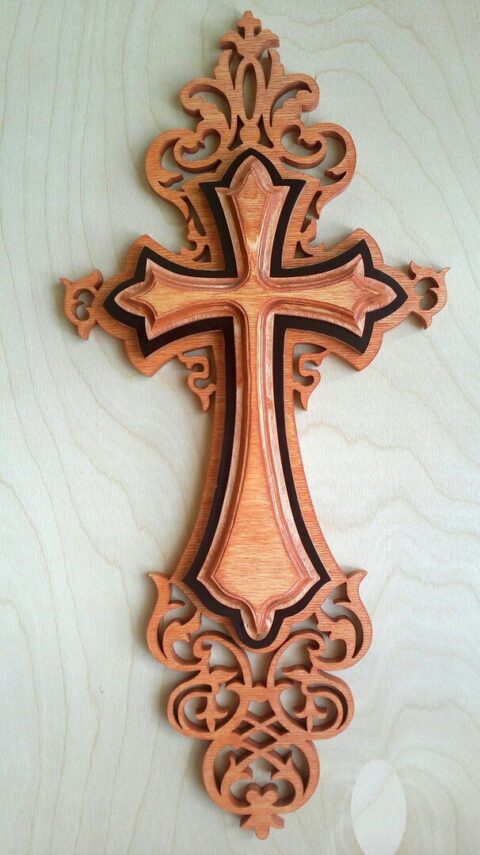 Laser Cut Wooden Cross Free Vector