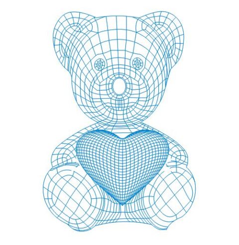 Teddy bear with heart 3d illusion lamp plan Free Vector