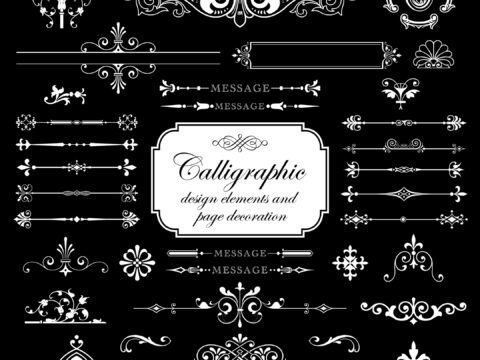 Calligraphic Elements And Page Decoration For Design Free Vector