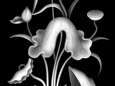 Flower Vase Grayscale Map of Relief BMP File