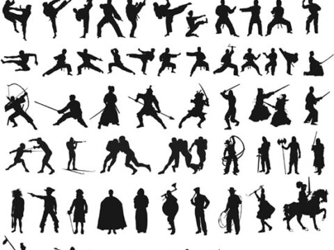 Fighting Silhouettes Free Vector