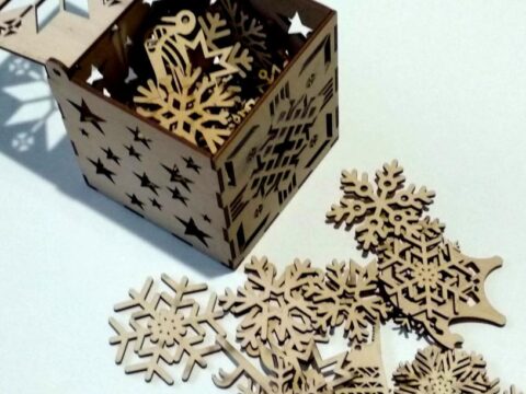Laser Cut Snowflakes Christmas Tree Decoration Box Free Vector
