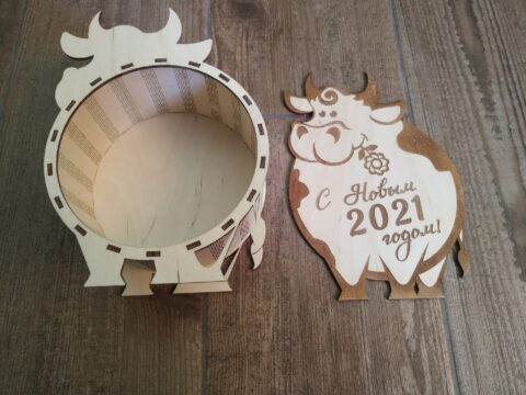 Laser Cut Bull New Year 2021 Gift Box New Years Eve Box Free Vector