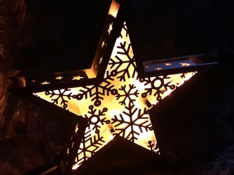 Laser Cut Star Lamp Snowflake Nightlight New Year Lamp Free Vector