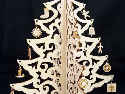 Christmas Tree Jewelry Didplay Wood Crafts Laser Cut Free Vector