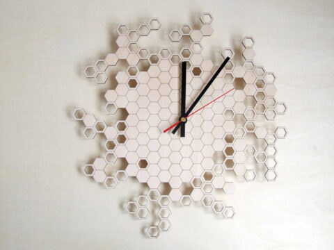Laser Cut Honeycomb Wall Clock Home Decor DXF File