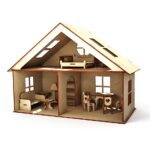 Laser Cut Cottage Dollhouse With Furniture Kids Toy Set Free Vector
