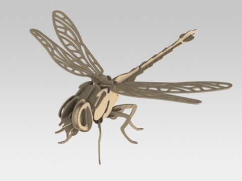 Laser Cut Wooden Dragonfly 3D Model 2mm DXF File