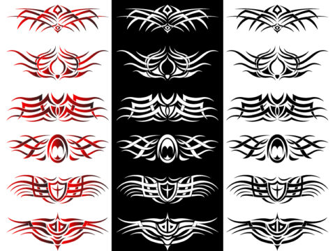 Set Of 24 Tribal Tattoos Free Vector
