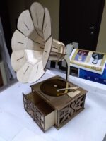 Laser Cut Wooden Gramophone Free Vector