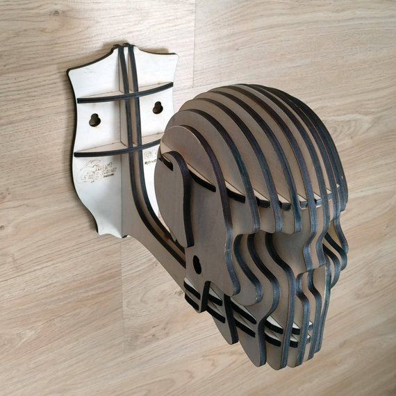 Laser Cut Skull Wall Mount Helmet Holder Free Vector - ARABIC CNC