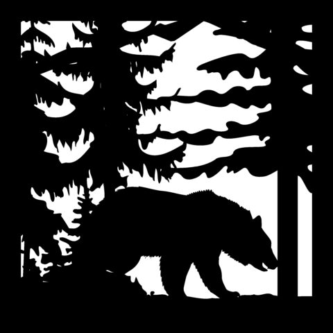 24 X 24 Bear Trees Plasma Art Cut Ready DXF File