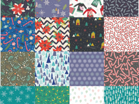 Set of Winter Patterns Free Vector
