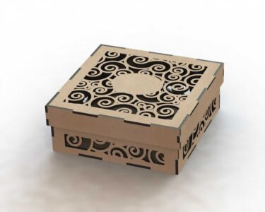 Laser Cut Wood Box Template DXF File - ARABIC CNC