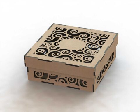 Laser Cut Wood Box Template DXF File