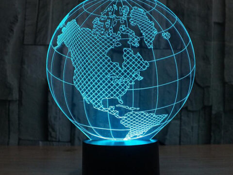 Planet Earth 3d illusion acrylic lamp DXF File