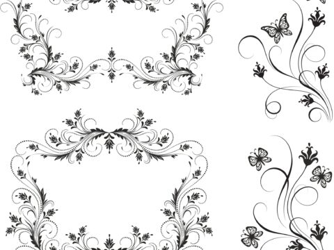 Floral Borders Set Free Vector