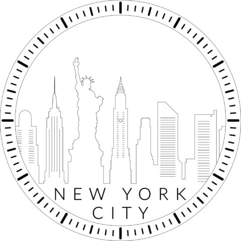 New York City Skyline Clock Laser Cut Template PDF File