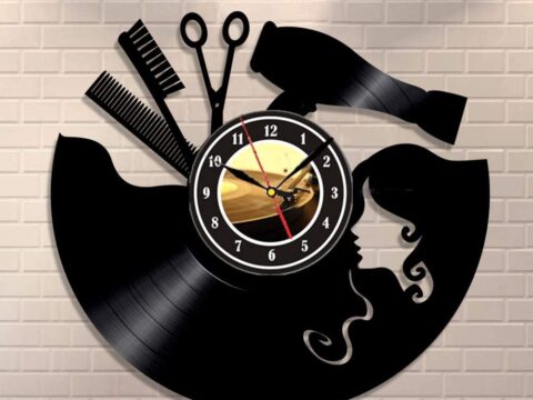 Laser Cut Hairdresser Barber Salon Beauty Salon Wall Clock Free Vector