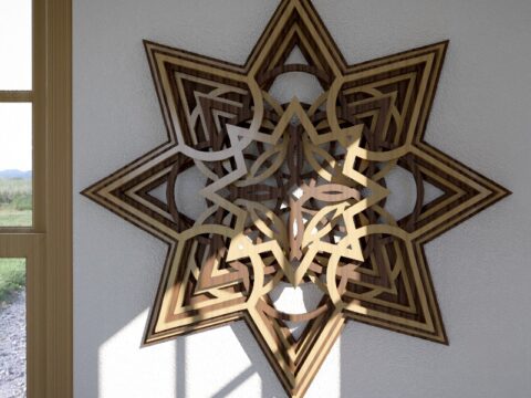 Laser Cut Wooden Star Layered Wall Art Free Vector