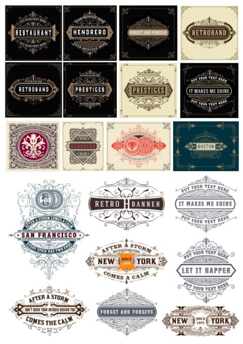 Vintage Label Vector Set Free Vector